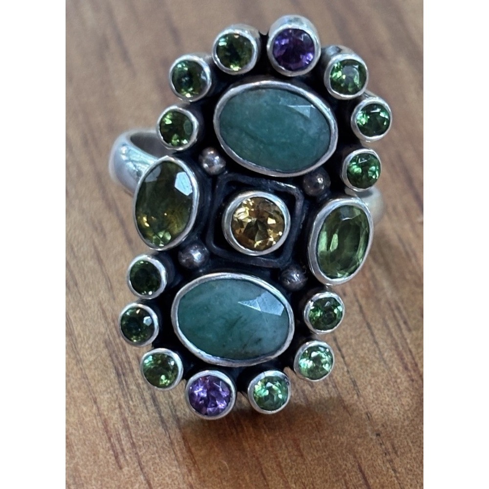 Nicky Butler Sterling Silver Gemstone Statement Ring Size 9
